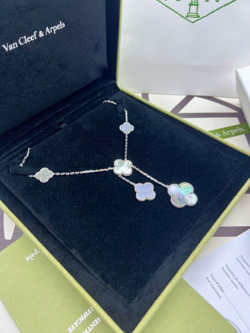 Van Cleef & Arpels VCA Magic Alhambra 6 Motifs Lariat Necklace, Mother-of-Pearl